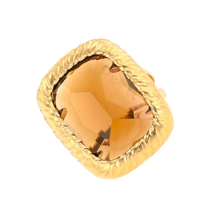 Bague quartz 14.37 carats or jaune 13.68g Comme neuf -  reconditionné disponible sur Gemme Les Bijoux